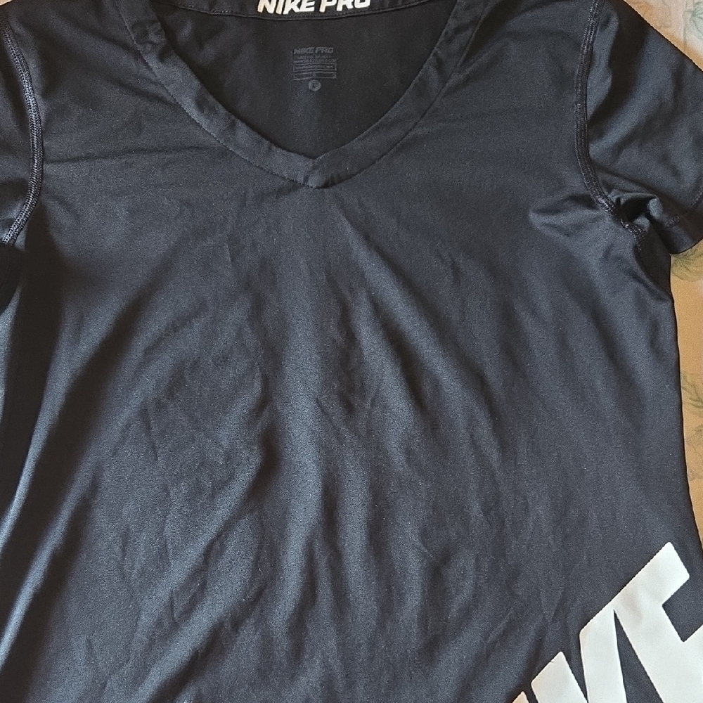 Nike Black Short Sleeve Tee V-Neck Performance
